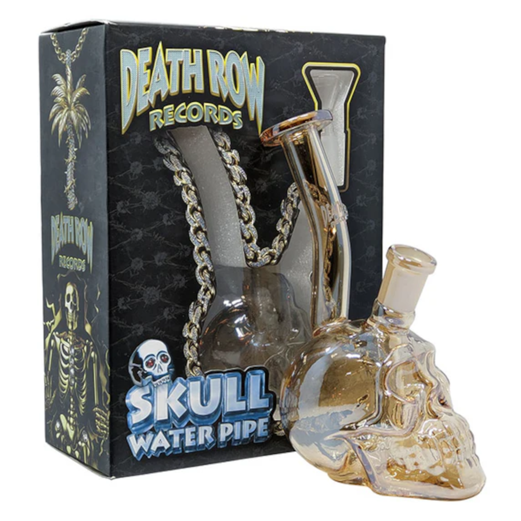 Death Row Records 5.5’’ Assorted Metallic Skull Water Pipe (Gold) Bongi