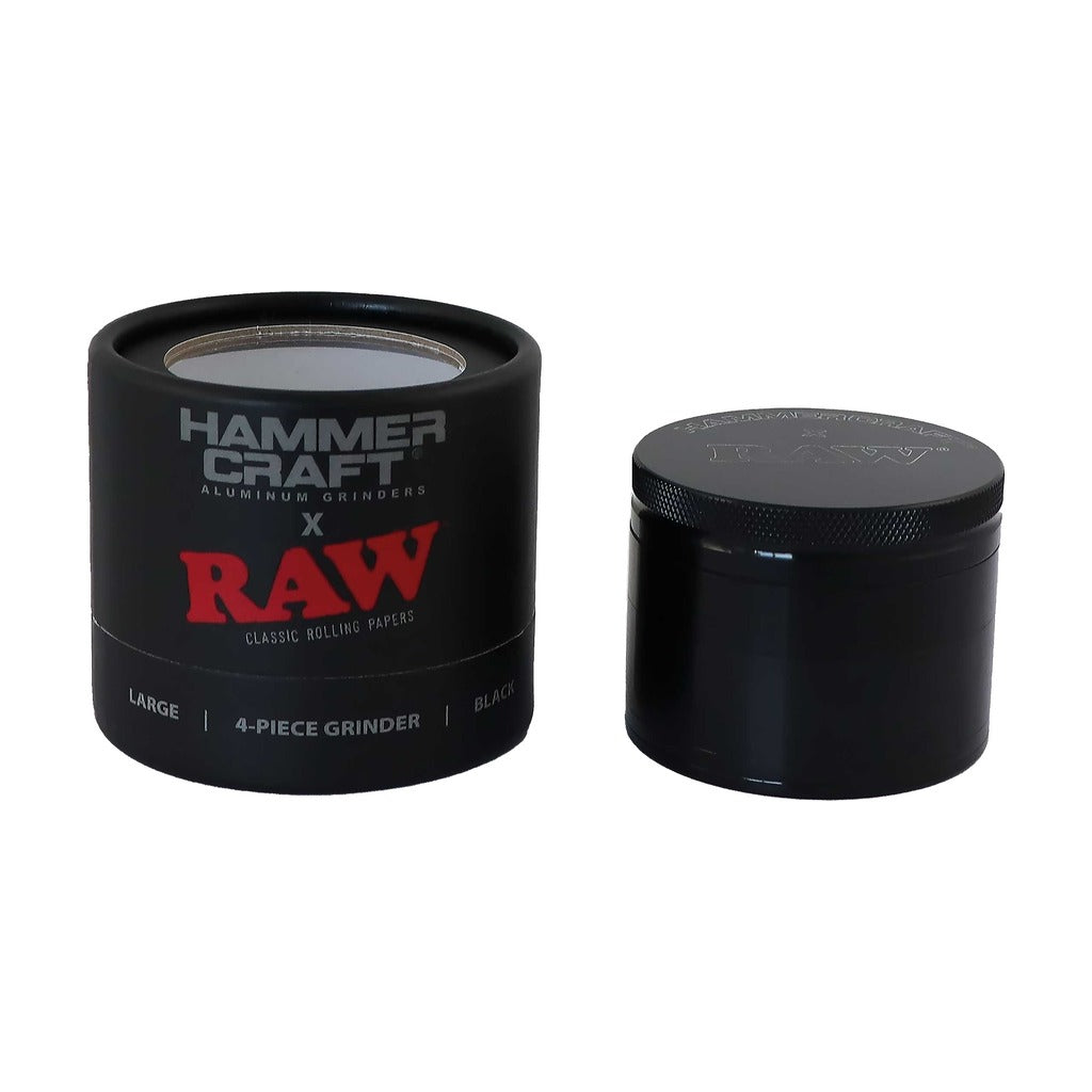 Hammercraft x RAW – Musta Aluminigrinderi, 4-osainen, 60 mm, L-koko