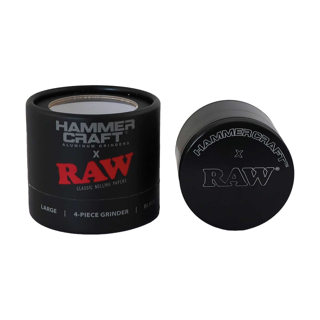 Hammercraft x RAW – Musta Aluminigrinderi, 4-osainen, 60 mm, L-koko