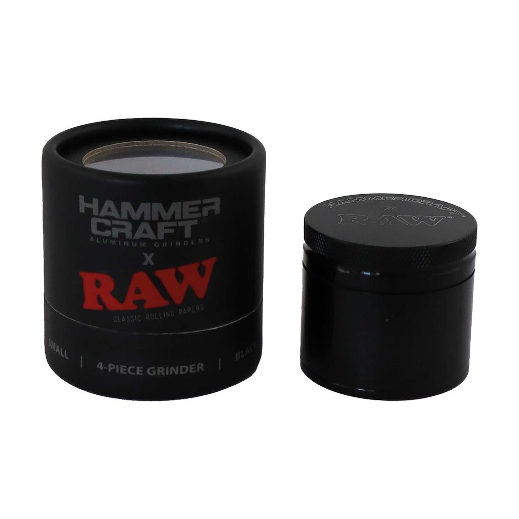 Hammercraft x RAW – Musta Aluminigrinderi, 4-osainen, 50 mm, S-koko