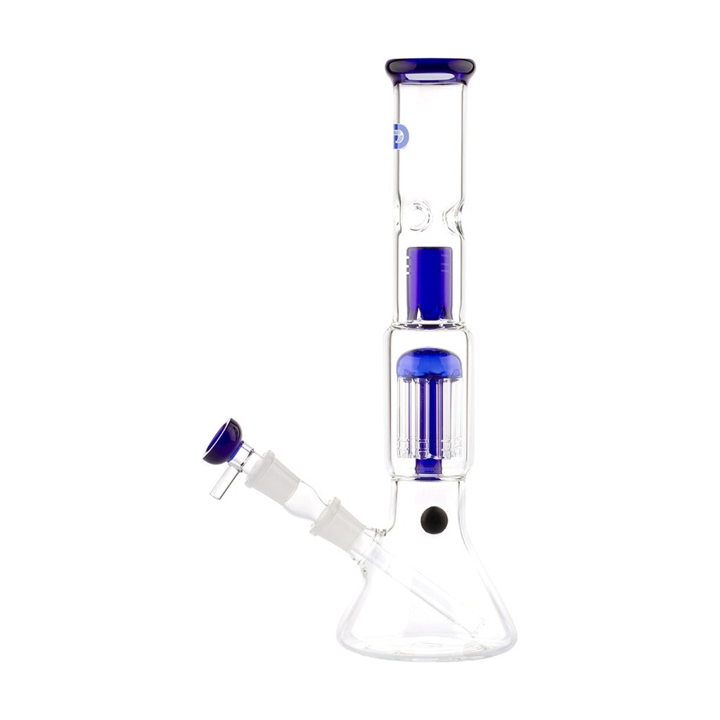 Grace Glass OG Series Blue Shotgun bong 37 cm side view showing downstem and carb hole