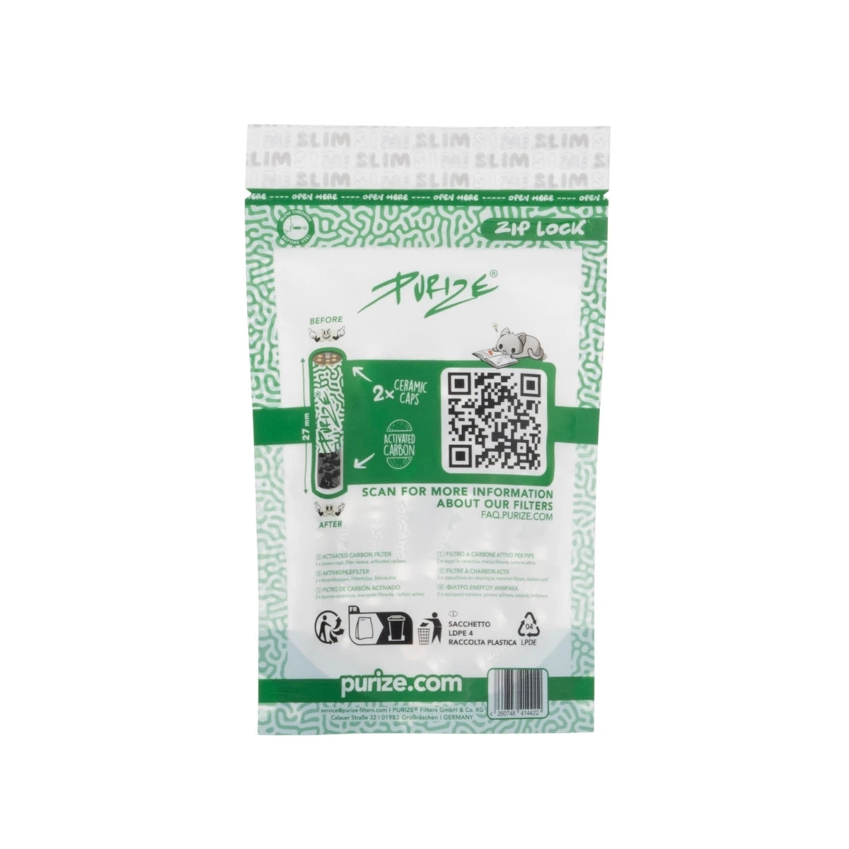 Purize - Slim Size Aktiivihiilifiltterit 7 mm (50 kpl)