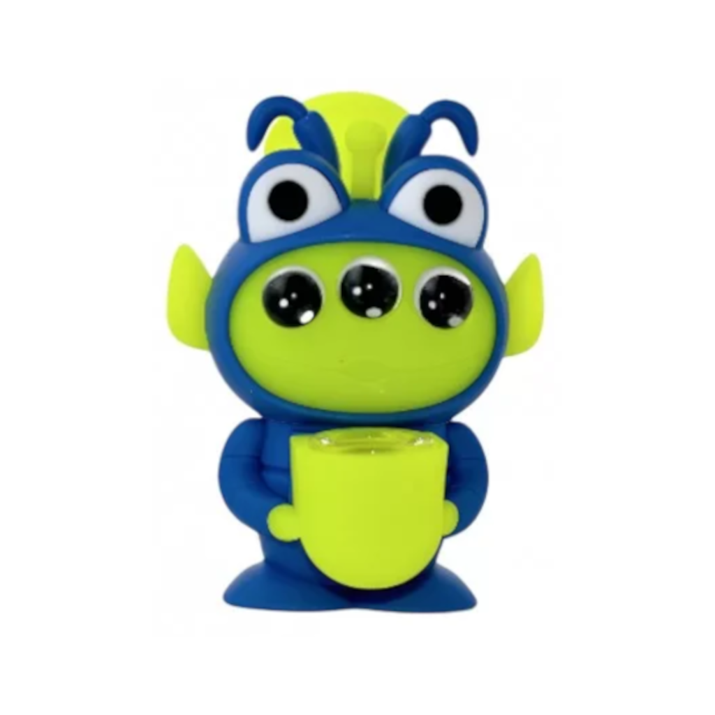 Sinipukuinen Kolmisilmäinen Alien Silikonibongi 14Cm