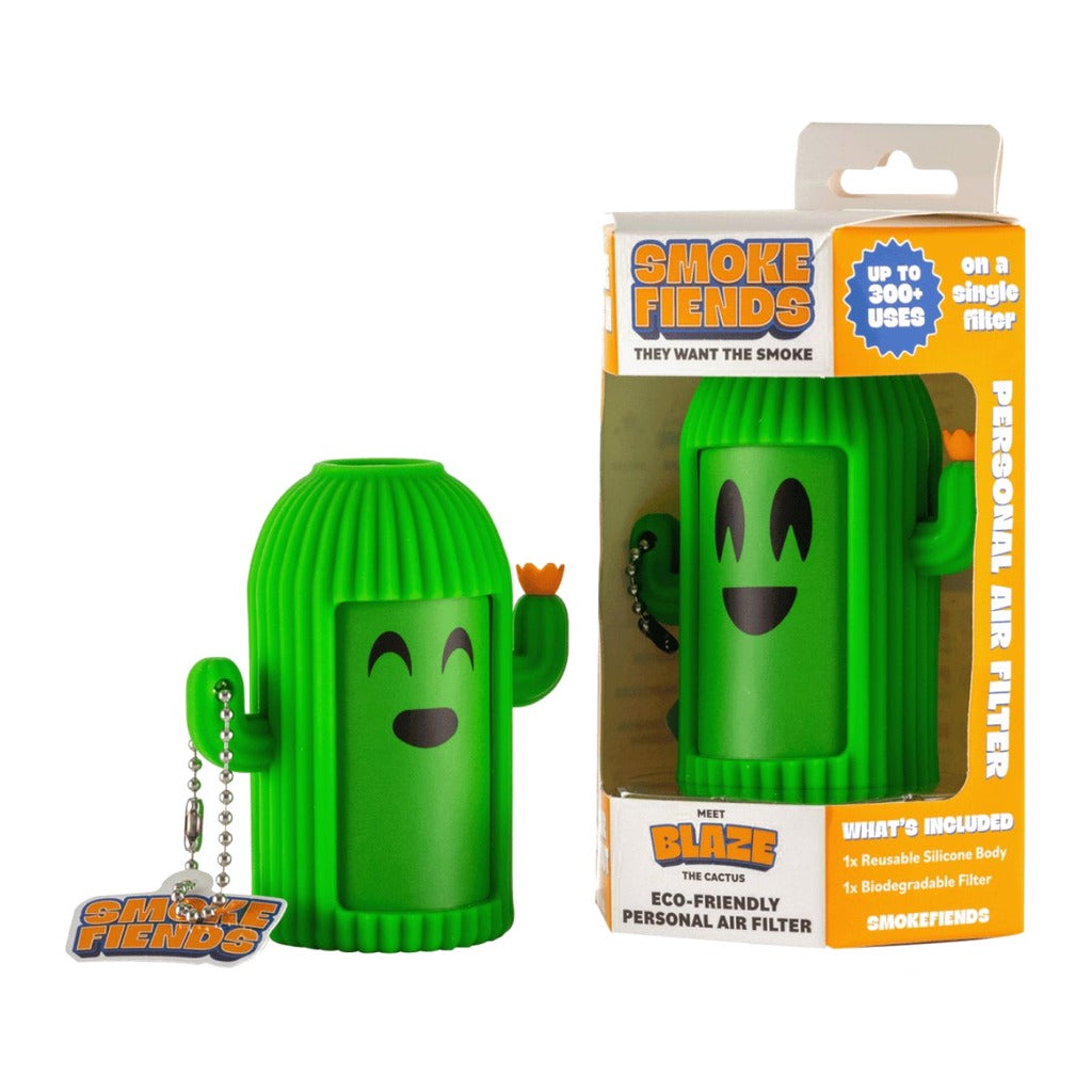 Blaze The Cactus air filter next to its retail packaging