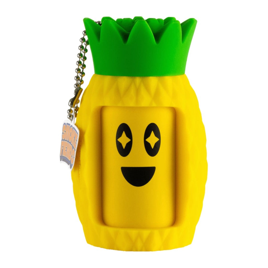 Smoke Fiends Juice The Pineapple air filter, yellow pineapple-shaped silicone body, front view