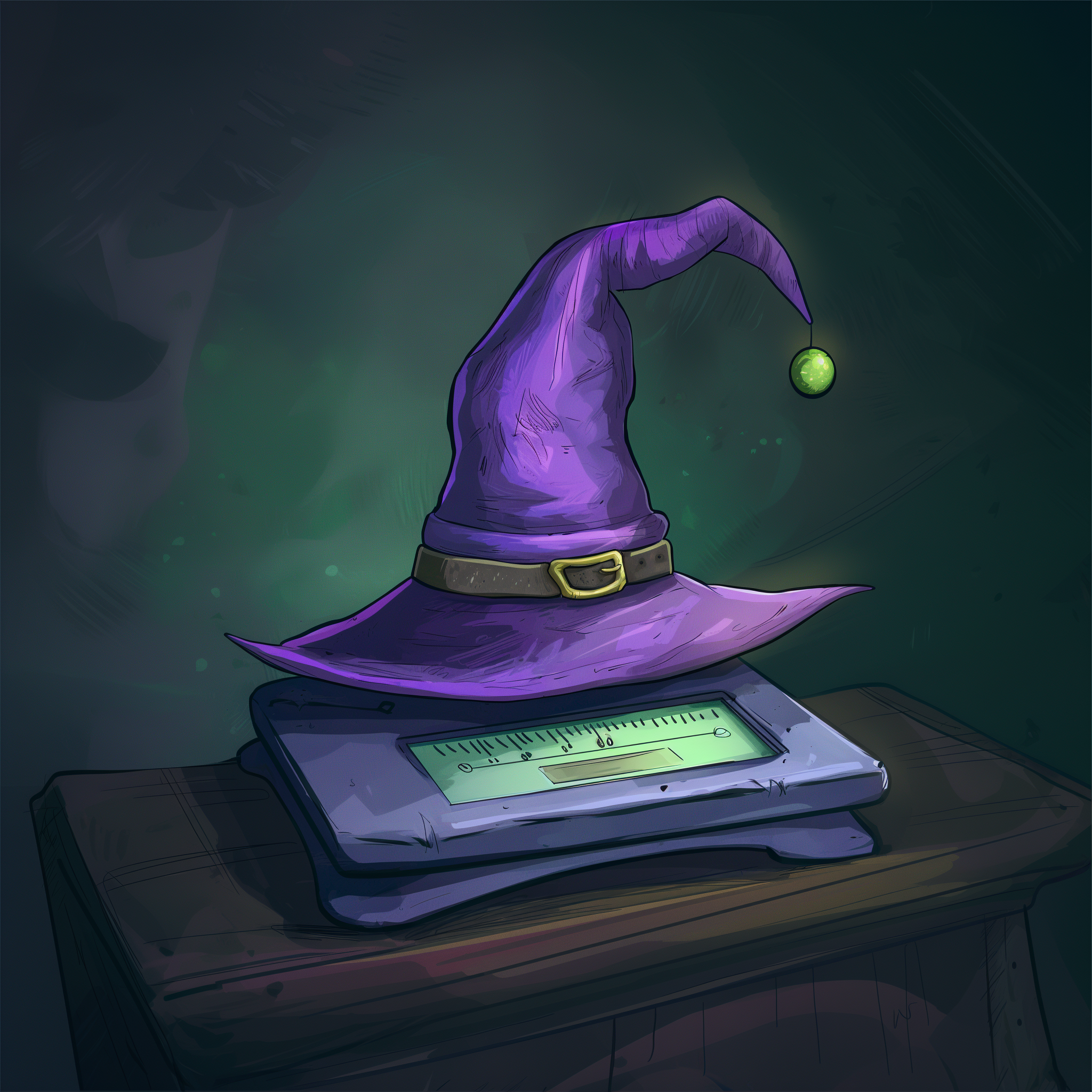 Ghost Town Seedsin etusivun mainoskuva; purppurainen velhon hattu digitaalisen vaa'an päällä; laadukkaat tarkkuusvaa'at ja digivaa'at tarkkaan punnitukseen.