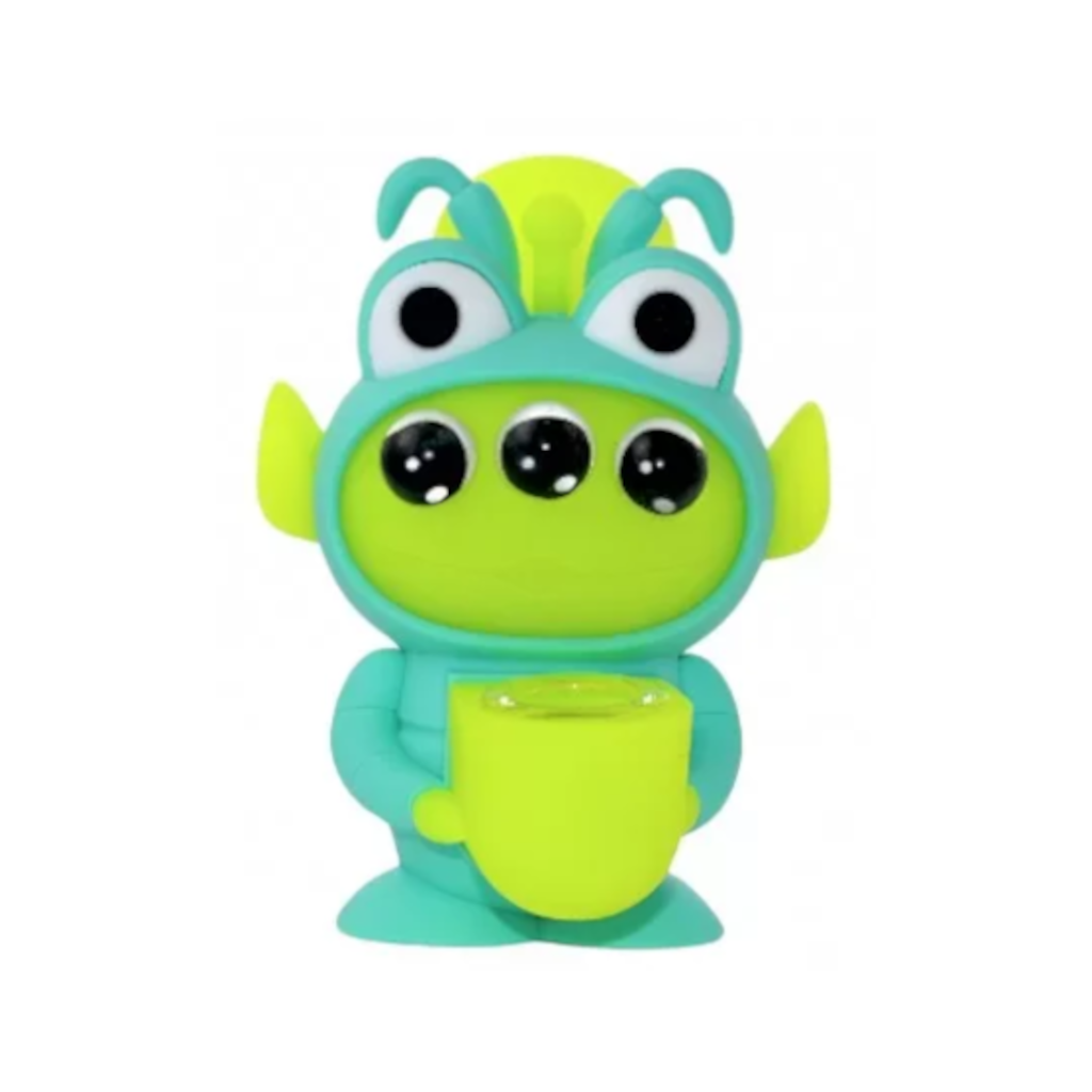 Turkoosipukuinen Kolmisilmäinen Alien Silikonibongi 14Cm