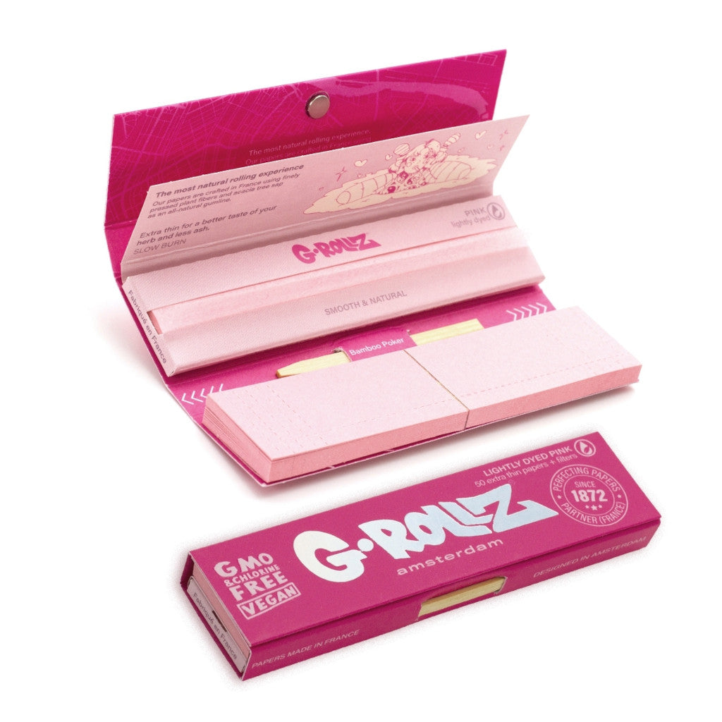 G-Rollz - Pink KS Slim Rolling Papers + Tips