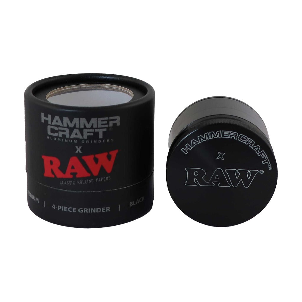 Hammercraft x RAW – Musta Aluminigrinderi, 4-osainen, 55 mm, M-koko