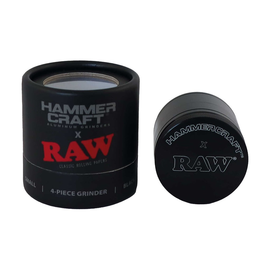 Hammercraft x RAW – Musta Aluminigrinderi, 4-osainen, 50 mm, S-koko