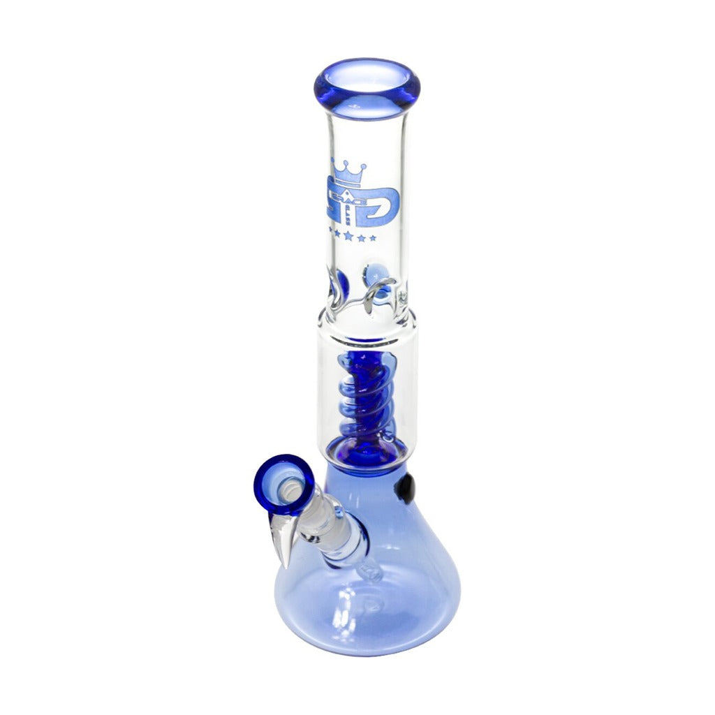 Grace Glass Small Boy Blue Beaker bong 35 cm from above, ice notches and spiral percolator