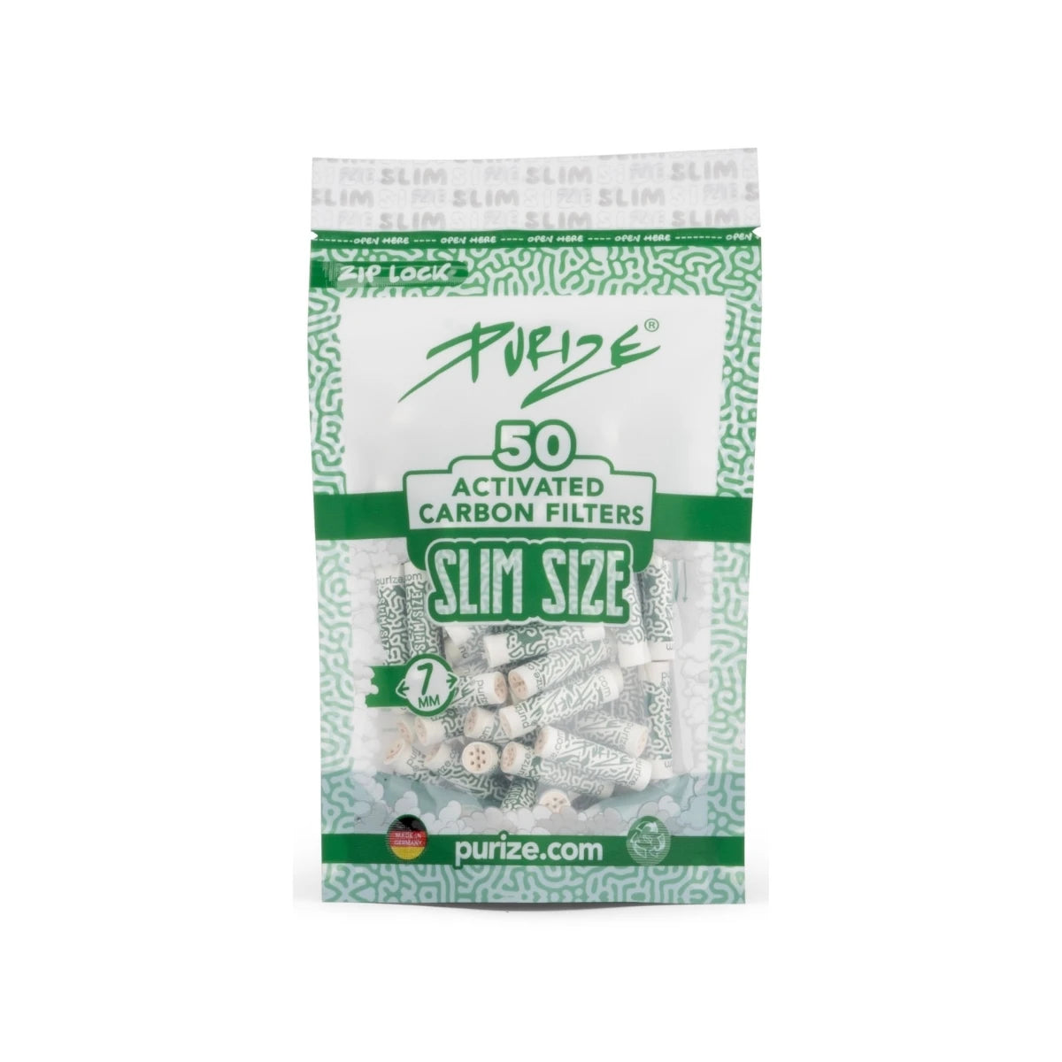 Purize - Slim Size Aktiivihiilifiltterit 7 mm (50 kpl)