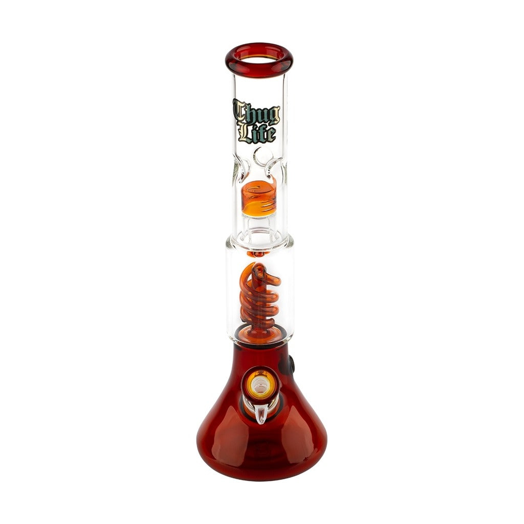 Thug Life OG Series V2 Umber bong 35 cm front view with bowl, splash guard and Thug Life logo