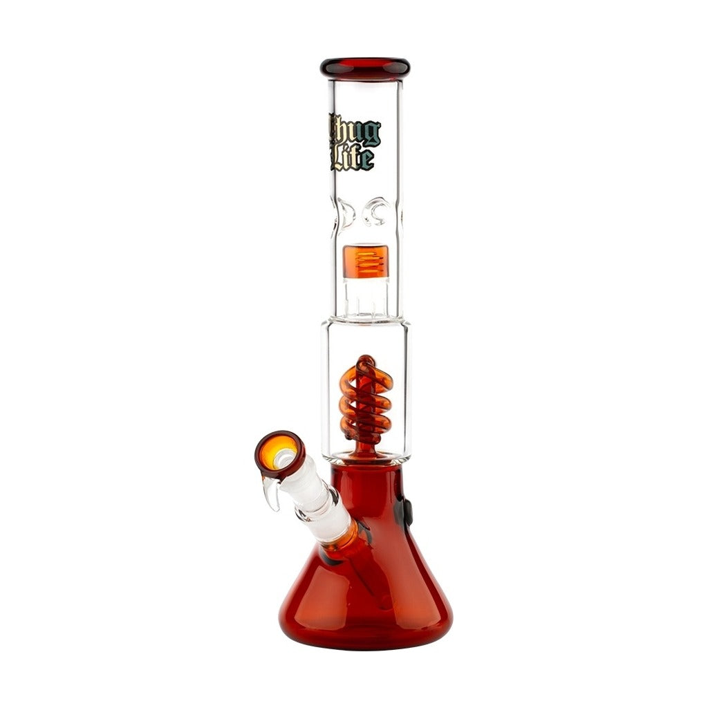 Thug Life OG Series V2 Umber bong 35 cm with reddish-brown base and spiral percolator, front view