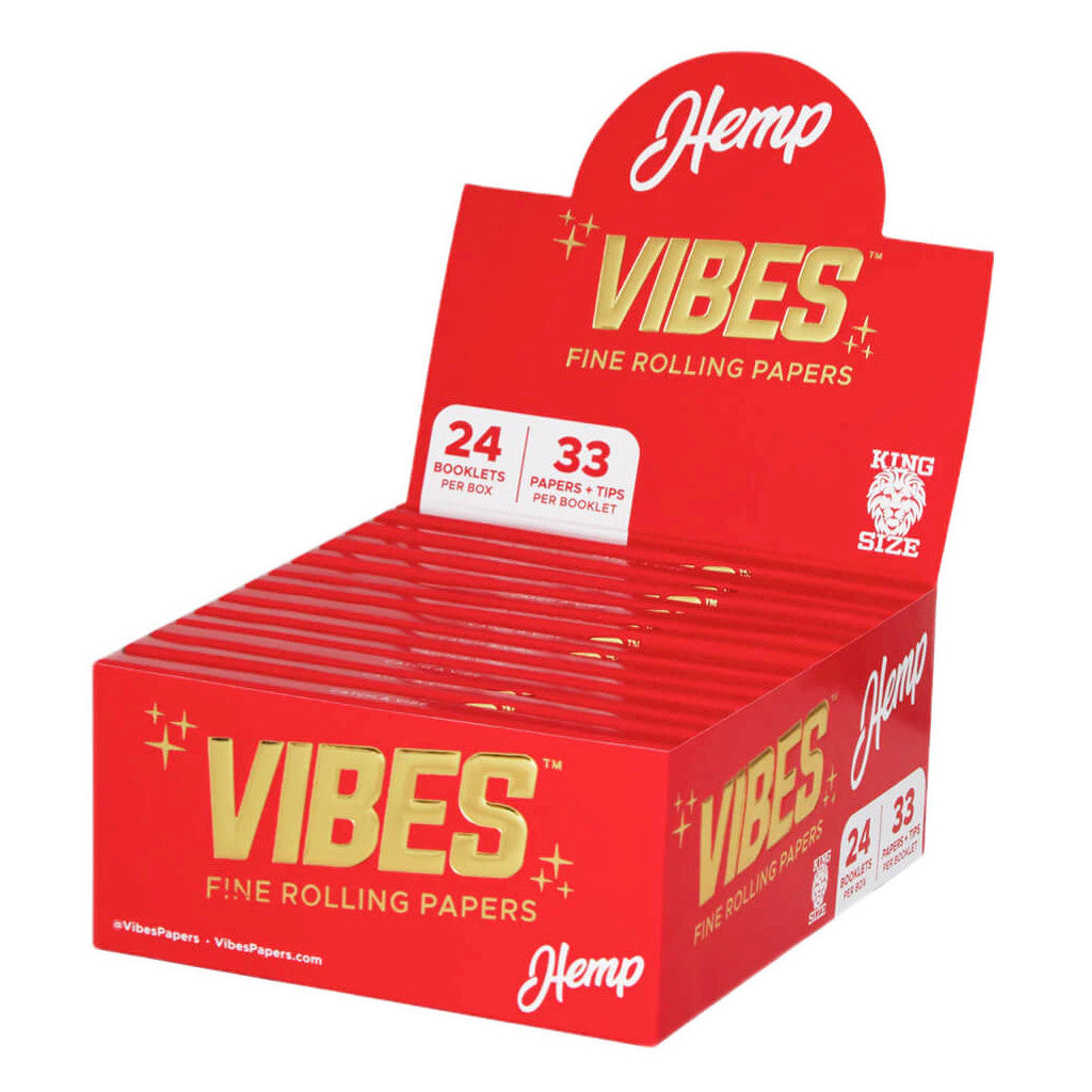 VIBES - Hemp KS Slim Pitkät Paperit + Tipit (110 mm)